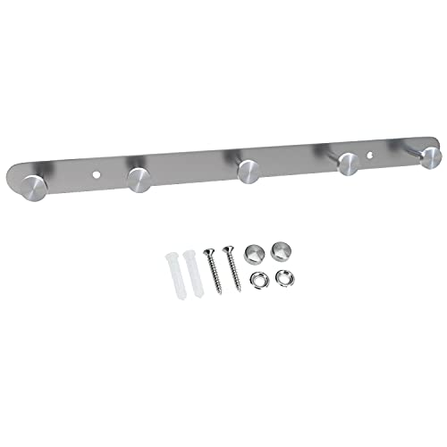 INTIRILIFE Stainless Steel Coat Rack Modell A - 5 Hooks - Coat Hook Rack Wall Mount Wall Hook Wardrobe in 5 Different Designs