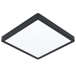 Eglo LED Flush Ceiling Light Fueva 5, 11 inches, Square Bathroom Lighting Made of Black Metal and White Plastic, Neutral White lamp, IP44