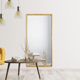"MirrorOutlet The Naturalis - Solid Oak Rounded Corners Modern Full Length Leaner Wall Mirror 71"" X 35"" (180CM X 90CM) 48m deep frame Premium Mirror Glass with Black Backing. Scandinavian Inspired!"