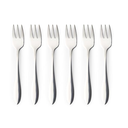 Salter Harrogate Dessert Fork Set, 6 Pack, 18/0 Stainless Steel - Mirror-Polished Finish, Dishwasher Safe, Slim Balanced Handle, For Cake Desserts And Afternoon Tea, Tableware Use