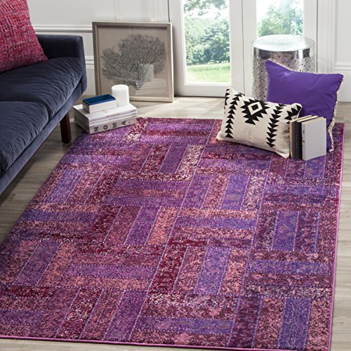 Safavieh Boho Chic Indoor Woven Rectangle Area Rug, Monaco Collection, MNC214, in Purple / Multi, 155 X 231 cm for Living Room, Bedroom or Any Indoor Space