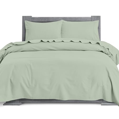 Elegant Comfort Soft 4-Piece 100% Turkish Cotton Flannel Sheet Set - Premium Quality, Deep Pocket Fitted Sheet, Ultra Soft, Cozy Warm Flannel Sheets - King, Mint Green