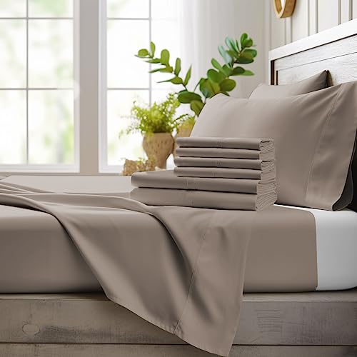 "Bamboo Bay Luxury King Size Bamboo Sheets - 6 Piece Ultra Soft Cooling Sheets for Hot Sleepers - 100% Viscose from Bamboo King Sheet Set Fits Up to 16"" Deep Pocket - Eco Friendly - Sand"