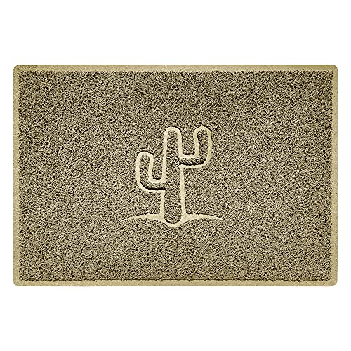 Nicoman Cactus Embossed Shape Door Mat Dirt-Trapper Washable Barrier Doormat-(Use Indoor or Sheltered Outdoor)-(90x60cm/3x2ft,Large) Beige