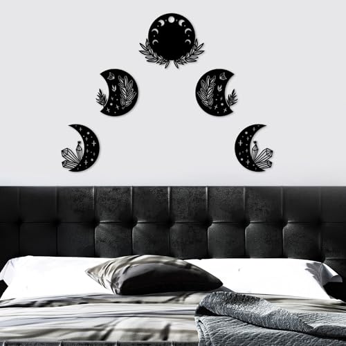 Elegant Black Decorative Metal Wall Accessory (5 Pieces) - 100% Metal, 1.5 mm Thickness - Perfect for Home Decor, Easy Wall Mounting, Stylish Design