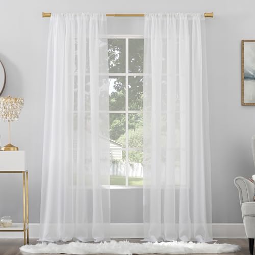 "No. 918 Mallory Sheer Rod Pocket Curtain Panel, 59"" x 84"", White"