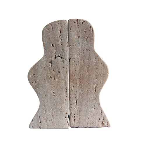 Creative Co-Op Decorative Travertine Wave Bookends, Natural, Set of 2