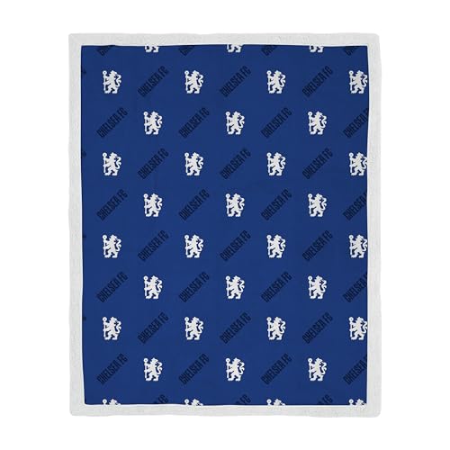 Chelsea FC Officially Licensed Fleece Sherpa Throw Blanket - Super Soft, Football Geometric Design - Warm Super Soft Feel Blue Throw - Perfect for Home, Bedroom, Sleepovers & Camping