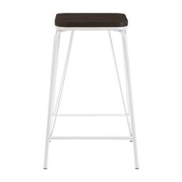 Premier Housewares Bar Stool, Counter Height Stools, Metal & elmwood, w42 x d42 x h62cm - White