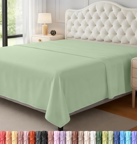 Utopia Bedding Flat Sheet, 1 Pack, Queen Size, Soft Brushed Microfiber Fabric, Shrinkage and Fade Resistant, Easy Care, Light Green (Sage)