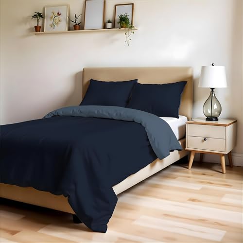 ZOE Plain Duvet Cover with Duvet Cover 200 x 200 cm with Flap 50 cm + Pair of Pillowcases 50 x 80 cm Blue Sea/Blue