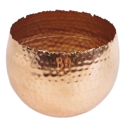 Leaf Large Curved Edge Hammered Metal Planter