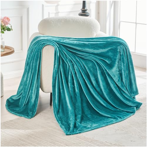 GC GAVENO CAVAILIA Flannel Fleece Throw Blanket King Size 200x240 Cm - Teal