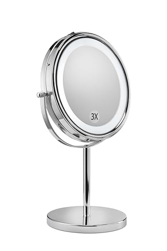 Croydex LED Makeup Mirror with 3x Magnification and Rotating Face