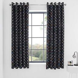 Catherine Lansfield Kids Sleep Black Out 66x72 Inch Eyelet Curtain Pair Multi