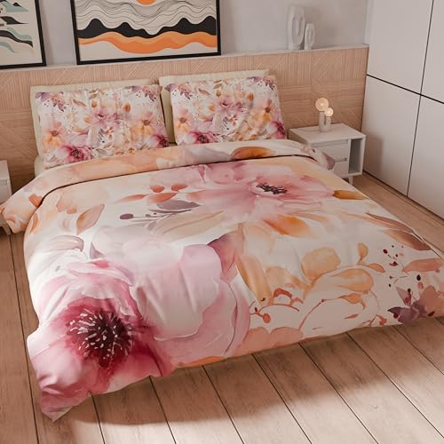 PETTI Artigiani Italiani - Single Duvet Cover Set 135 x 200 cm (1 Pillowcase 75 x 50 cm Included) Microfibre Duvet Cover Set with Digital Floral Print 25 2 - Made in Italy