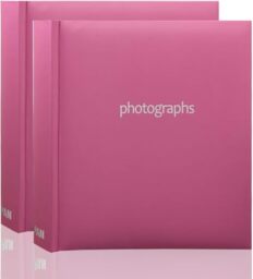Arpan 2 x Photo Album 200 6 X 4'' / 15 x 10 cm Photos Slip in Picture Album CD/DVD Pocket Memo Writing Area - Gifting Album (Pastel Pink)