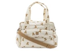Jollein Changing Bag - Mini Teddy Bear - Stylish Changing Bag with Teddy Bear Print - Water Repellent & Easy to Clean - With Shoulder Strap & Changing Mat - 42x30x18cm - Recycled Polyester