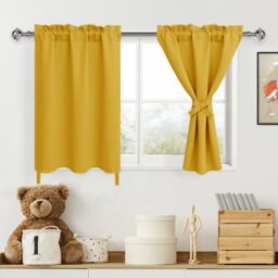 DWCN Thermal Curtains for Living Room, Noise Reducing Bedroom Curtains - Summer Yellow, 30 Inches W x 36 Inches L, 2 Pieces