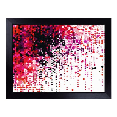 Lap Tray with Bean Bag Cushion, Abstract Dots - Handmade in the UK, Raised Wooden Edge, Padded Cushion, Heat-Resistant Wipe-Clean Surface, for Meals, Laptops and Crafts