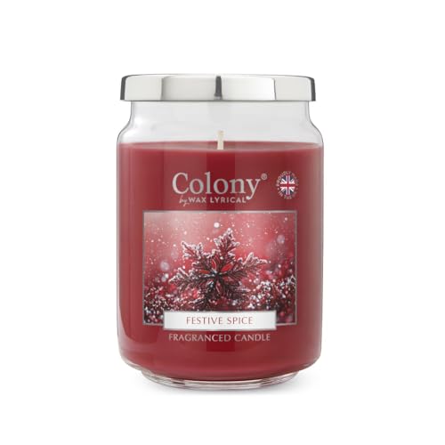 Colony Festive Spice Large Candle - Warming Cinnamon Scent - Perfect for Cosy Nights - Long Burning - Up to 100 Hours