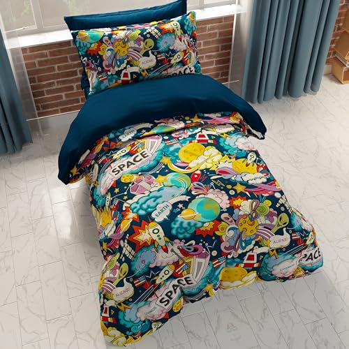 PETTI Artigiani Italiani - Double Duvet Cover Set 230 x 220 cm (2 Pillowcases 75 x 50 cm Included), Microfibre Duvet Cover for Boys and Girls, in Digital Print