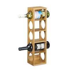 Relaxdays Bamboo Wine Rack Size 53 x 14 x 12 cm, Bottle Holder with 5 Levels for Wine Bottles, Modern Bottle Storage Wine Holder for Horizontal Hold, Stackable, Natural Brown