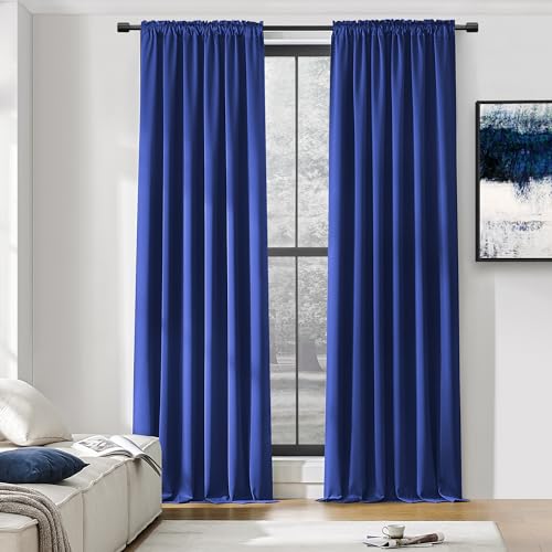 "DONREN ROYAL BLUE Blackout Curtains for Bedroom Thermal Insulated Solid Color Drape Drape Drapes 2 Shawls 52"" W x 96"" L"