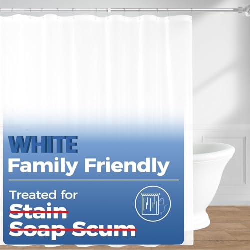 "downluxe Shower Curtain Liner, PEVA Plastic Shower Liner with 3 Magnets, 72"" x 72"" Waterproof Bathroom Curtain, White, 2 Pack"