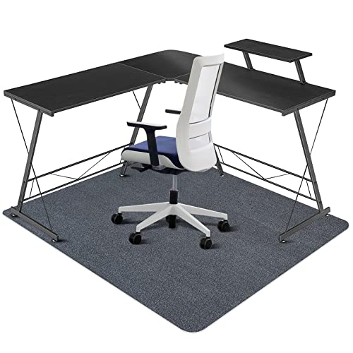 "Chair Mat for Hard Floors, QQpony 1/6"" Thick 63""x51"" Office Chair Mat for Hardwood Floors, Premium Floor Protector Chair Mat Desk Rug for Home Office (Dark Grey)"