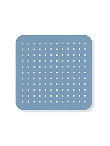 Sky Blue Non-Slip Shower Mat, Mildew Resistant, Antibacterial, Scented with Lemon Essence, Suction Cup, Non-Slip Bath Mats, 53 x 53 cm, 100% PVC. Made in Italy