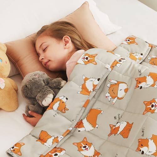 "CuteKing Weighted Blanket - Weighted Blanket with Premium Glass Beads - Breathable Heavy Blanket for Comfortable Rest - Thick Blanket All Season (10lbs, 50""x60"", CuteDog)"