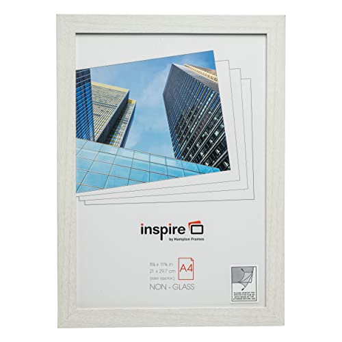 Hampton Frames - Picture Poster Photo Frame - A4 (21x30cm), White, Rectangular, MDF, Acrylic (Non-Glass) - Freestanding or Wall Mount - Modern Display for Certificates, Photos, Documents