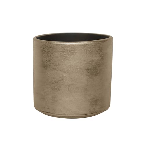 Ivyline Tivoli Bowl Planter in White Gold with UV Stable Design - Waterproof Flower Pot - Modern Home Decoration - H15 x D17 cm