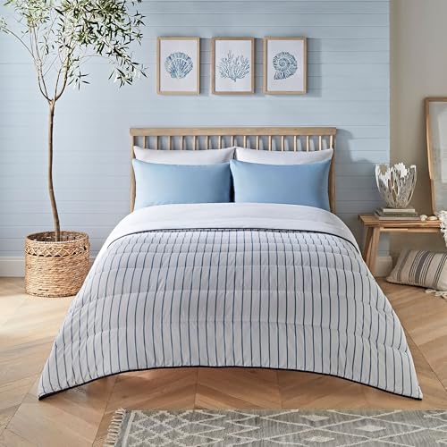 Night Lark Coverless Duvet and Pillowcase Set, Spring Summer Collection – 6 Tog Single Coverless Duvet with Advanced Smartfil® Fibre, Machine Washable – Ticking Stripes, Single Bed Size