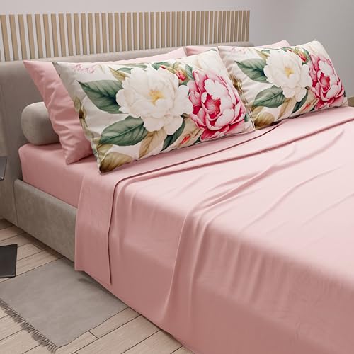 PETTI Artigiani Italiani - Cotton Sheets with Pillowcases in Digital Print, Single Bed Sheet, Single Bed Set, Sofia, 100% Made in Italy