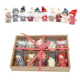 SHATCHI 10 Handmade Christmas Tree Hanging Box Set,Wood, Xmas Home Decor Novelty Gifts, Multi, one