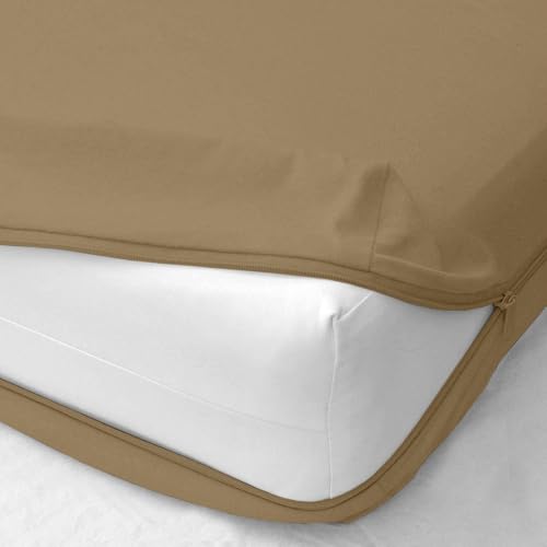 Zipper Fitted Sheet - Queen Size, 12 Inch Deep Pocket, Hotel Quality Brushed Microfiber Bottom Sheet, Soft Wrinkle-Free, Shrinkage and Fade Resistant, 1 Fitted Sheet Only (Taupe)