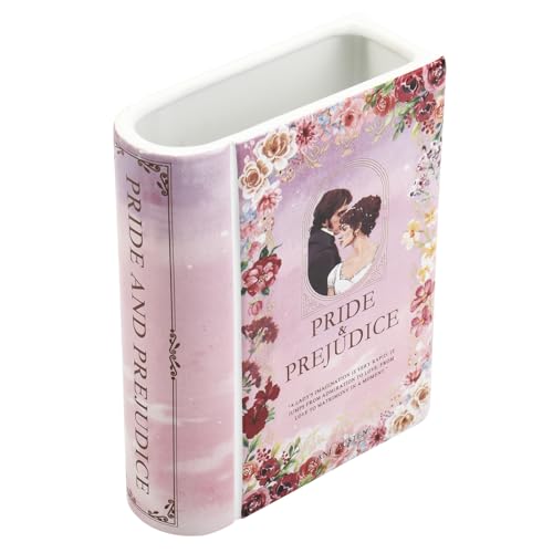 PORPAN Book Vase, Ceramic Book Vase for Flowers, White Book Flower Vase, Decorative Ceramic Vases, Book Shaped Vases for Home, Office, Bedroom, Living Room, Dining Table(Pride)