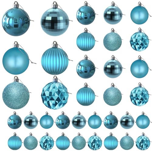 "Baby Blue Christmas Ornaments - Christmas Tree Decorations Shatterproof Hanging Balls for Birthday Wedding Holiday Decor Set of 36pcs, Multi-Sizes(1.6"",2.5"",3.2"")"