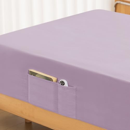 ALYVIA SPRING Cal King Fitted Sheet, Lavender, 72x84 - 1 Fitted Sheet Only, Deep Pocket, Wrinkle, Fade and Shrink Resistant, Soft Microfiber Bottom Sheet