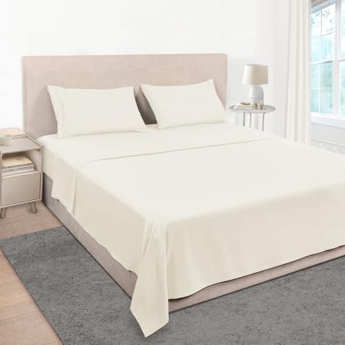 "Mejoroom King Size Bed Sheet Set - Hotel Luxury 1800 Bedding Sheets & Pillowcases - 16"" Deep Pocket Fitted Sheet, Soft, Breathable, Wrinkle & Fade Resistant - 4 Piece(King, Ivory)"