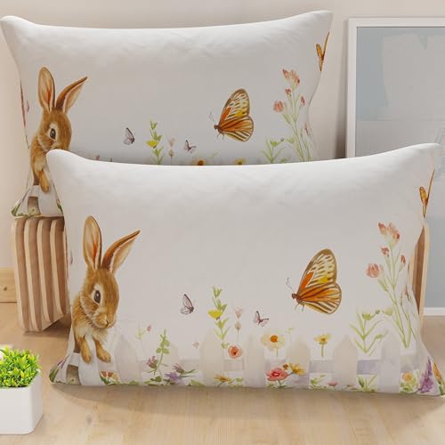 PETTI Artigiani Italiani - Set of 2 Easter Cushion Covers 50x80 cm in Microfibre, Easter Decorative Cushions for Bedroom, Sofa and Living Room, 2 Decorative Pillow Covers, 100% Made in Italy