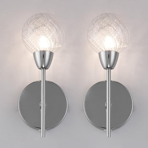 HARPER LIVING Modern Wall Lights Set of 2, BOLLA Wall Lamp with On/Off Switch, G9 Bulb Cap, Polish Chrome Wall Sconce Lights for Living Room Bedroom Hallway Hotel(Bulb NOT Included)