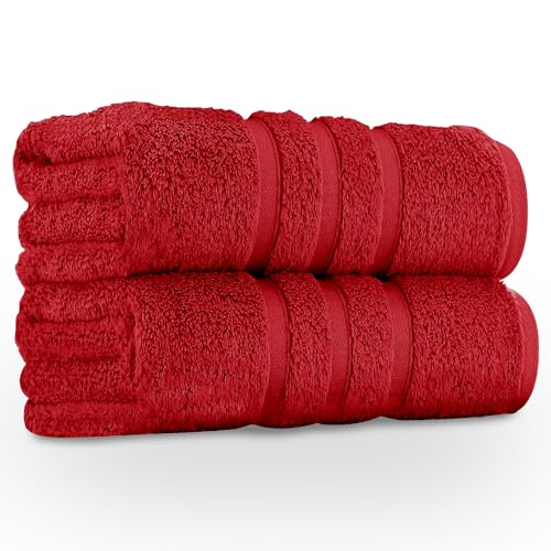 GC GAVENO CAVAILIA Large Bath Sheet 2 Pack - 100% Egyptian Cotton - Highly Water Absorbent & Quick Dry Extra Large Towels - Easycare & Durable - Red