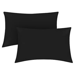 200 Thread Count Egyptian Cotton Pillow Cases- Luxury Bedding Soft Pillow Covers- Envelope Closure 50 x 75 Pillowcases 2 Pack - Black