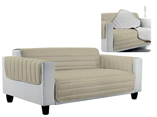 Italian Bed Linen Elegant Quilted Sofa Cover Doubleface, Dove Light Grey 2 Places, 100% microfiber,