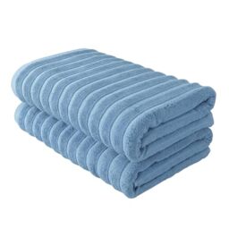 BERIBO Cloud Turkish Towel Set 100% Cotton 620gsm (Powder Blue, 2 Bath Towels)