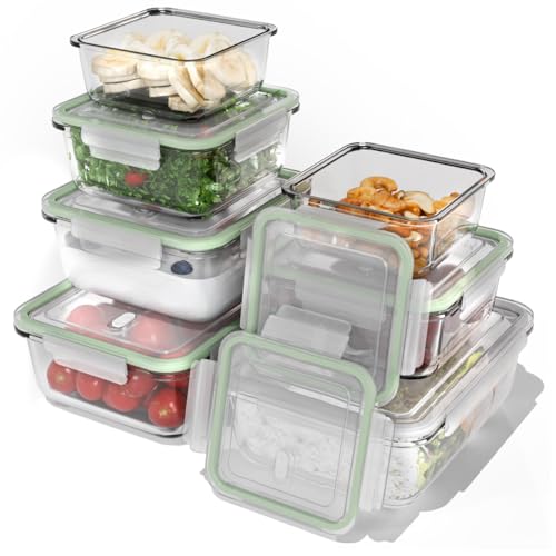 classbach?? Glass Food Storage Containers with Lids, Set of 7 Storage Jars, Suitable for Microwave, Dishwasher and Freezer, Meal Prep Boxes Made of Glass, Perfect Storage Box Kitchen