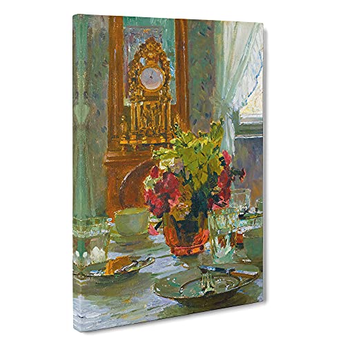 The Breakfast Table By Carl Moll Canvas Print - Gallery Wrapped 30mm Frame Wall Art - 30x20 inches - Ready to Hang - Classic Picture - Living Room Bedroom Lounge Office